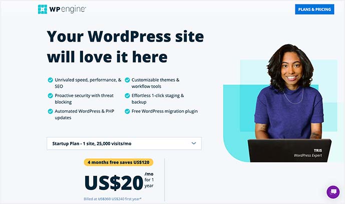 WP Engine WordPress 托管主页